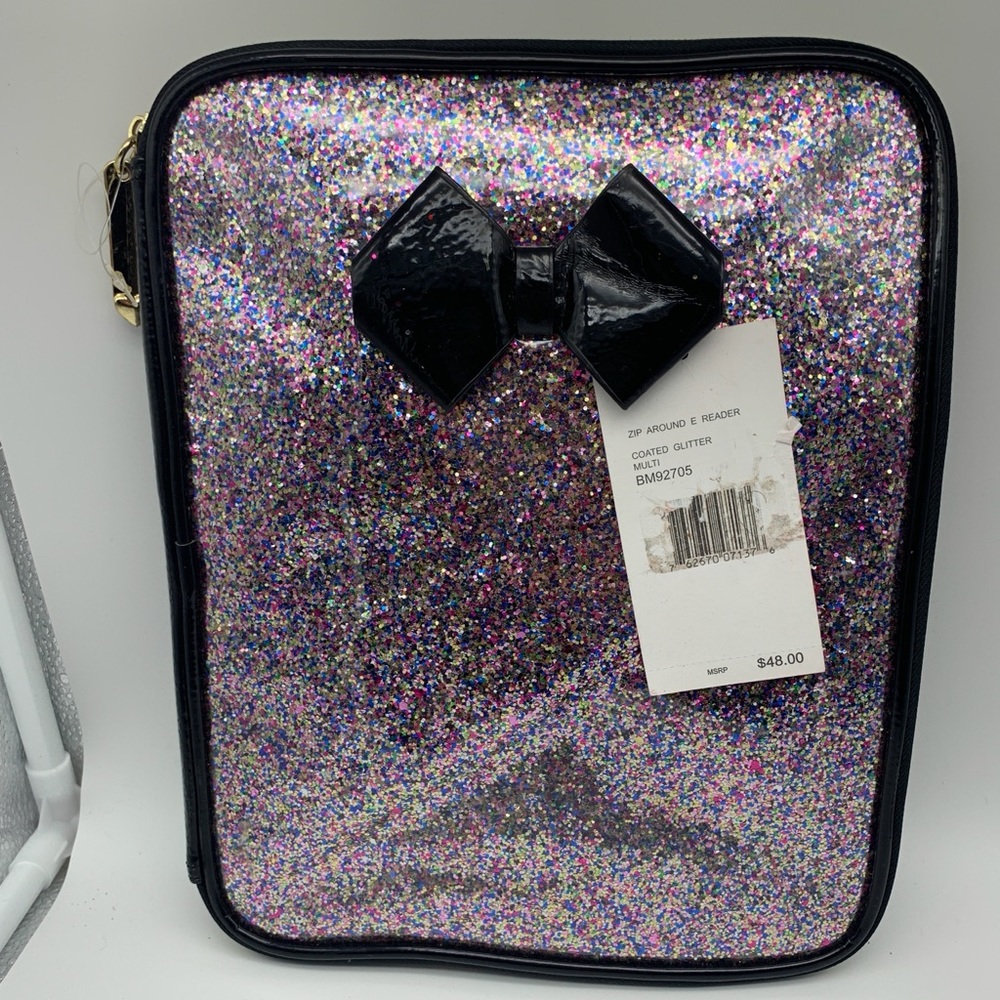 Betsey Johnson silver  glitter iPad tablet case